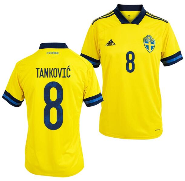 2020 EURO Sweden Home Kit Soccer Jersey Muamer Tankovic #8